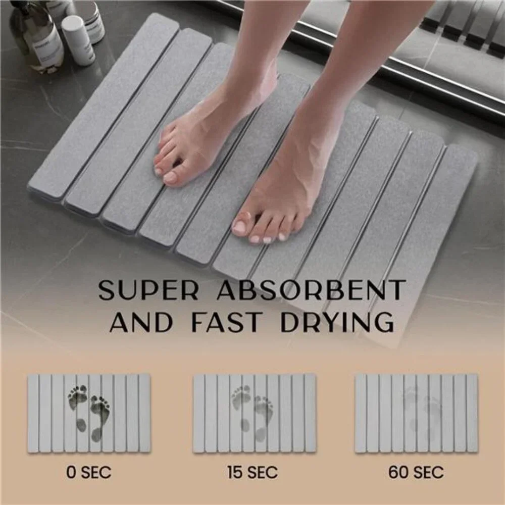 Stone Bath Mat Diatomaceous Earth Quick Dry Non Slip Absorbent Shower Mat